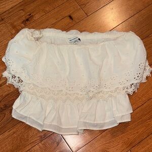 American Eagle Outfitters White Eyelet Off-Shoulder Blouse